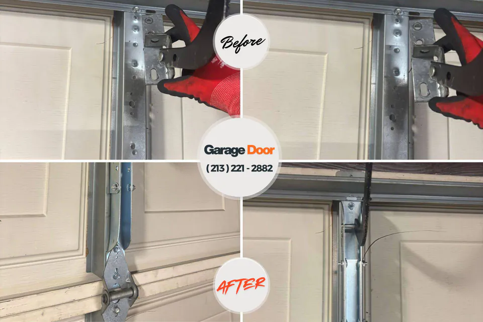 Before and after: garage door repair Fiskdale, MA